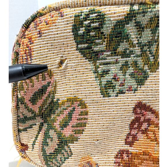 Vtg J Garden Butterfly Tapestry 14" Canvas Tote Bag Zipper Closure Reusable Bag - Picture 15 of 16